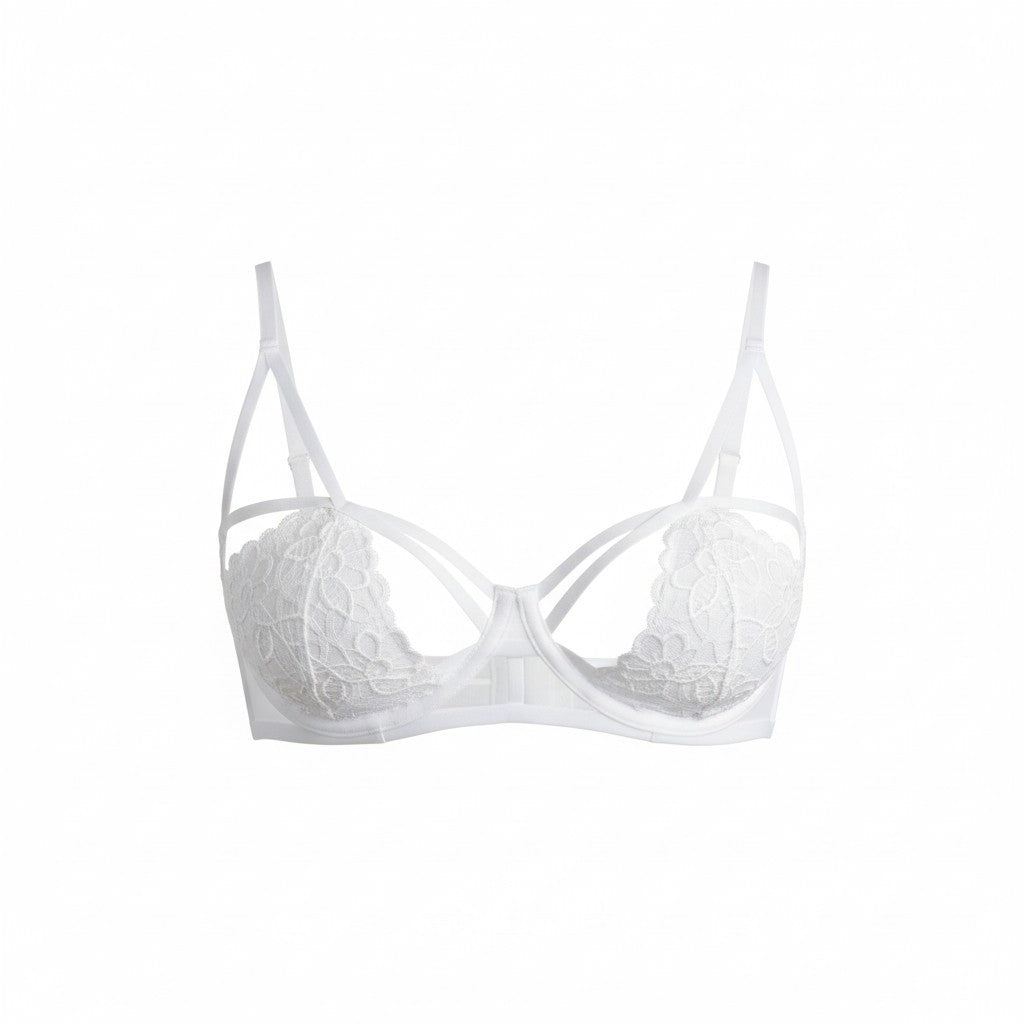 SCANDALE Le Bandeau Unpadded Sublime-Undyed Women Bra 80D White Guipure Laces
