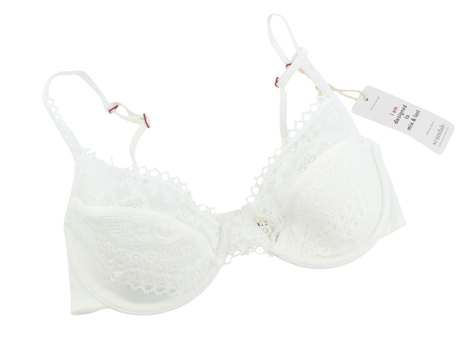 SCANDALE Le Balconet 1/2 Spacer Sensual-Undyed Women Bra 80D White Guipure Laces