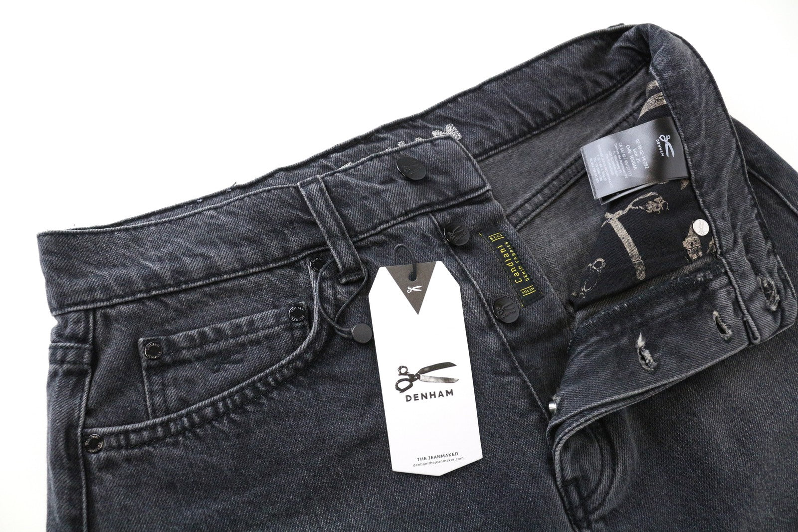 DENHAM Pearl Women Skirt W25 Washed Black Pure Cotton Denim Pocketed Mini