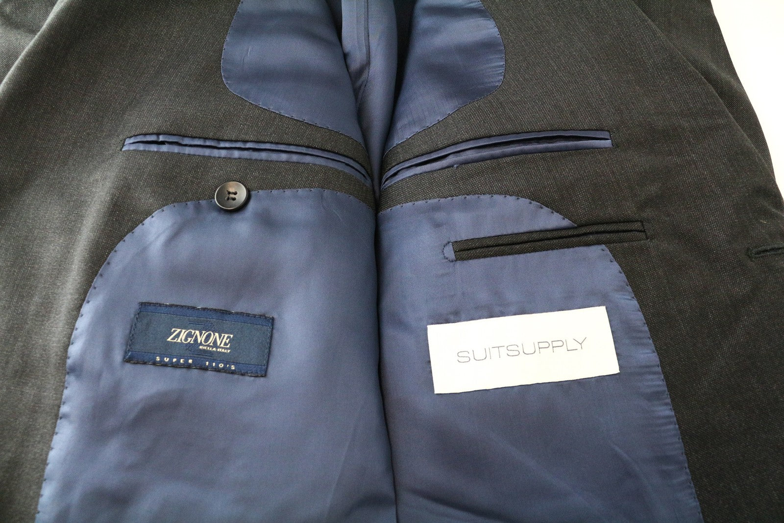 SUITSUPPLY Napoli Men Blazer UK46S Grey Pure Wool Zignone Single Breasted Lined