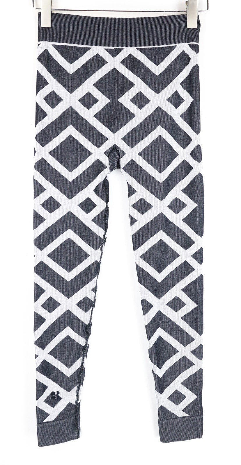 SWEATY BETTY Women Sport Leggings S Grey White Patterned Gym Activewear Pull On