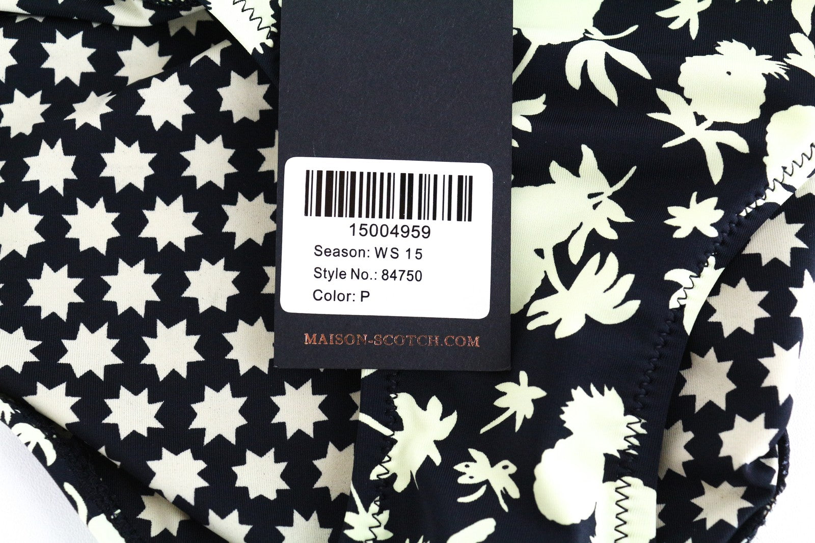 MAISON SCOTCH Women Swimwear ~XS Black Patterned Beach Pool Summer Bikini Bottom