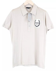 RICHMOND  Men T-Shirt L Light Grey Pure Cotton Short Sleeved Logo Polo