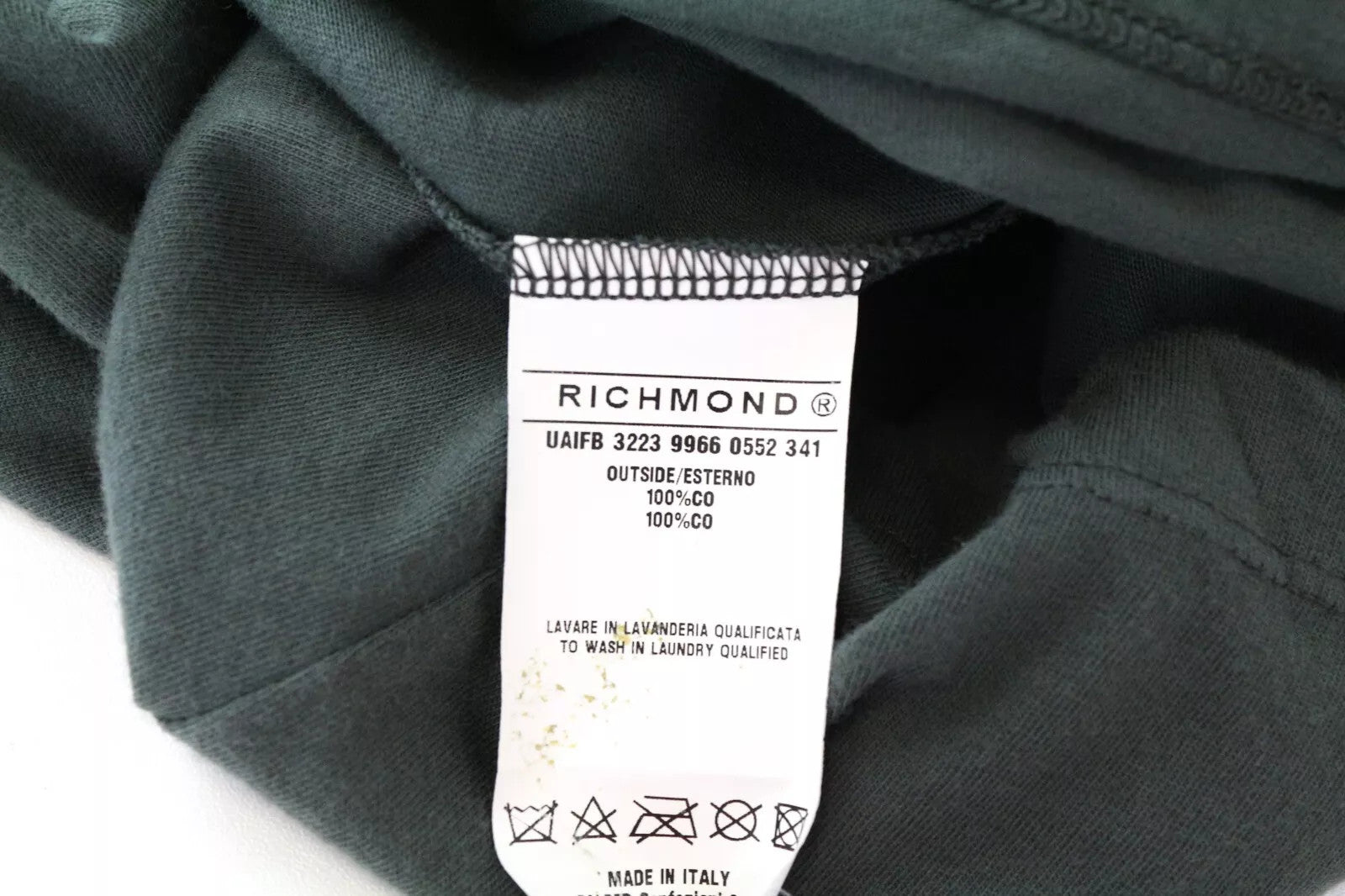 RICHMOND  Men T-Shirt L Logo Green Pure Cotton Short Sleeve Casual Pullover