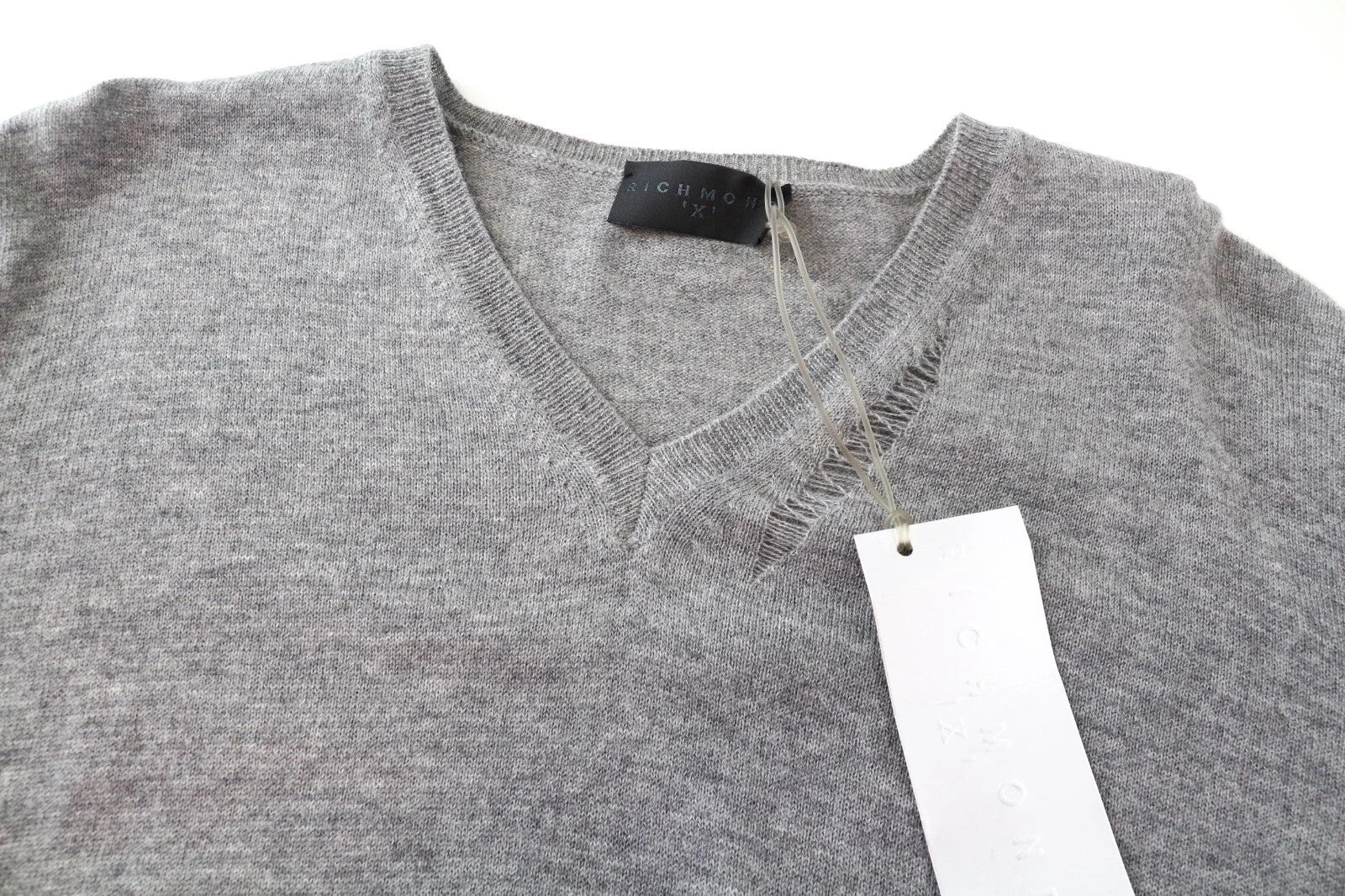 RICHMOND  Men Sweatshirt M/L Grey Pure Wool Ripped Long Sleeved Pullover