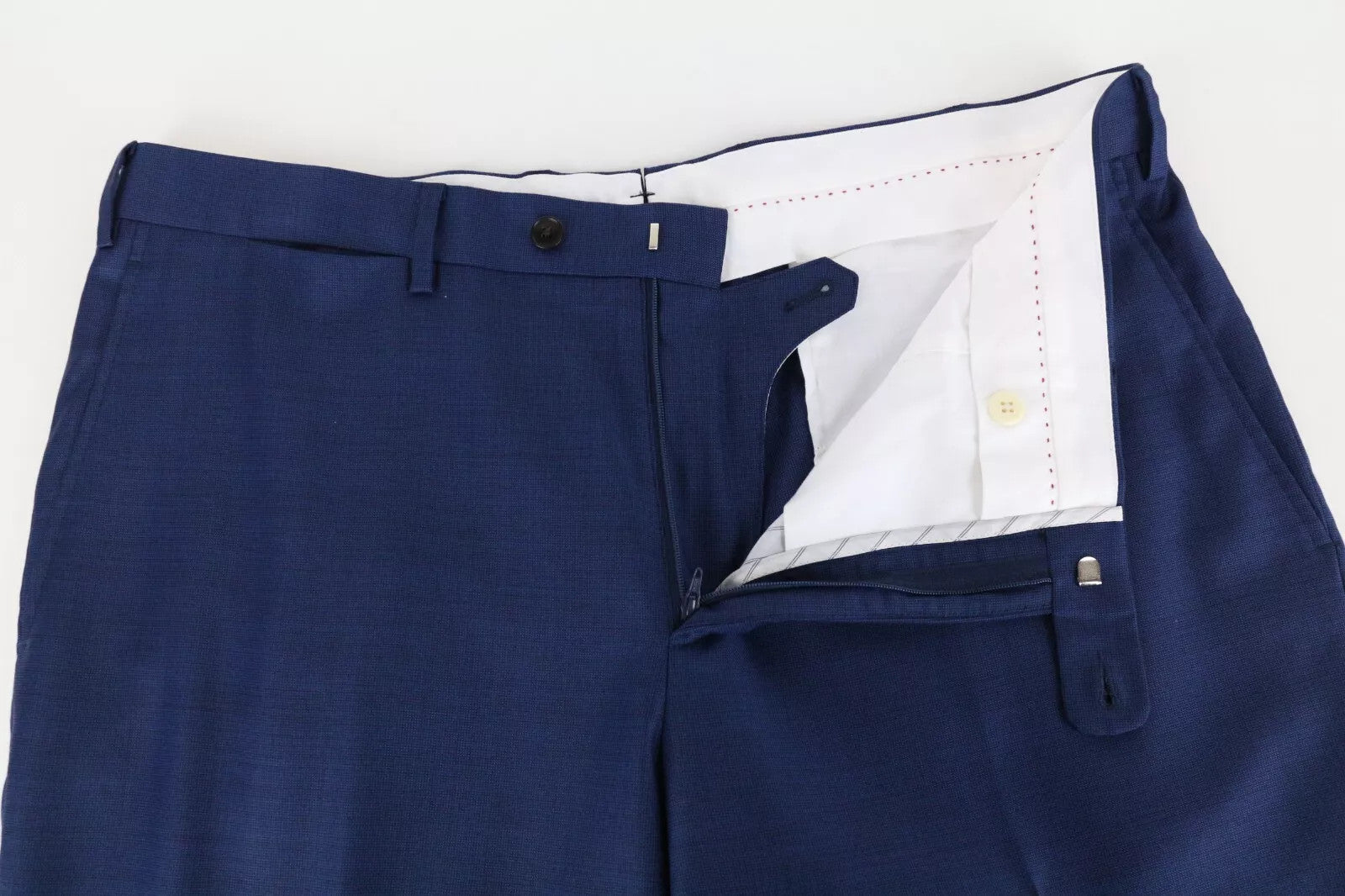 SUITSUPPLY Sienna Men Trousers UK46S Blue Pure Wool Pleated Front Lined