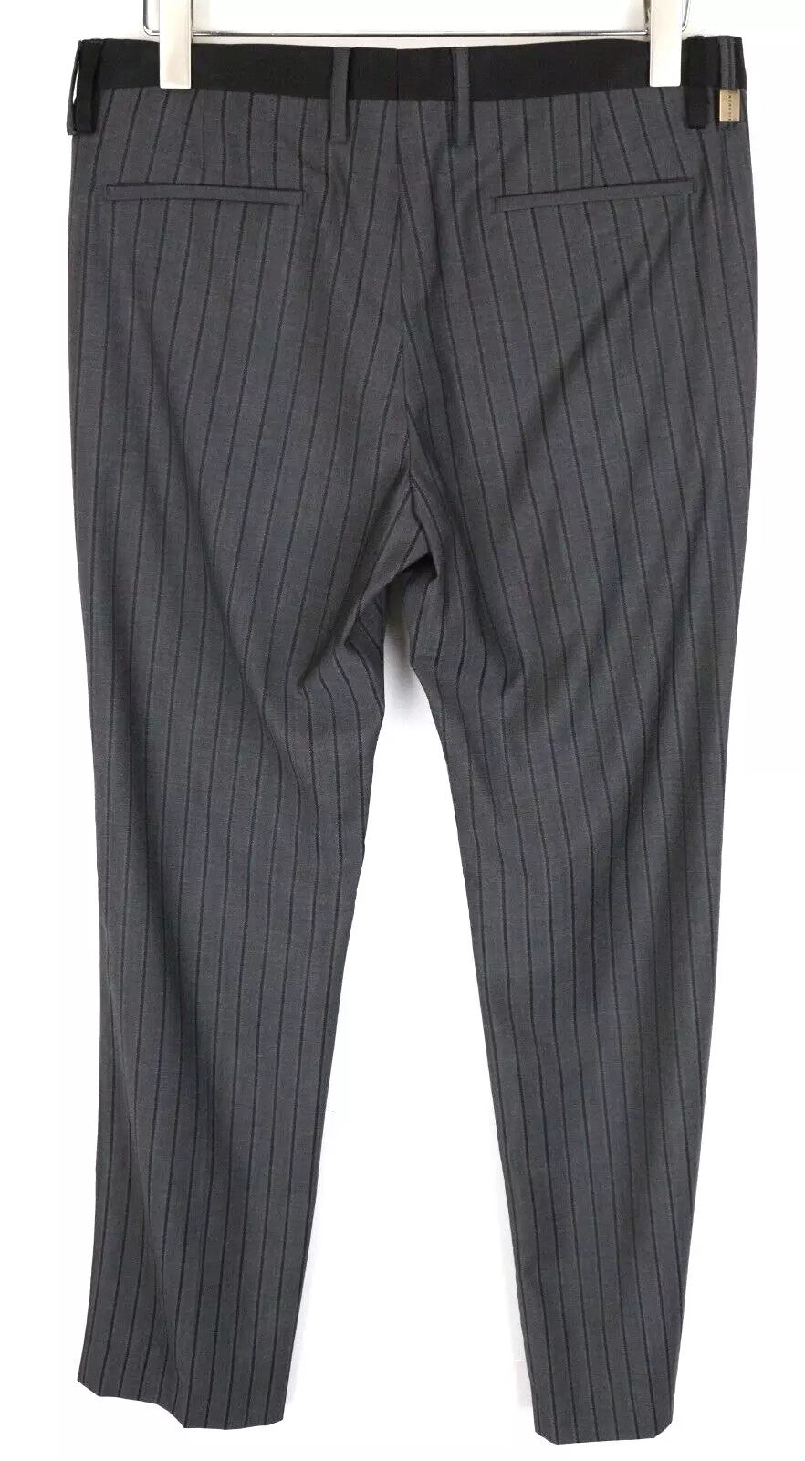RICHMOND  Men Trousers 48 Grey Pure Wool Striped Pleated Slit Pocket Formal