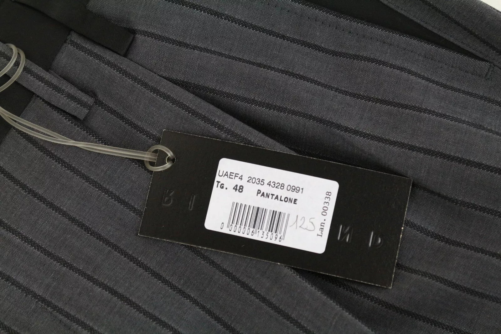 RICHMOND  Men Trousers 48 Grey Pure Wool Striped Pleated Slit Pocket Formal