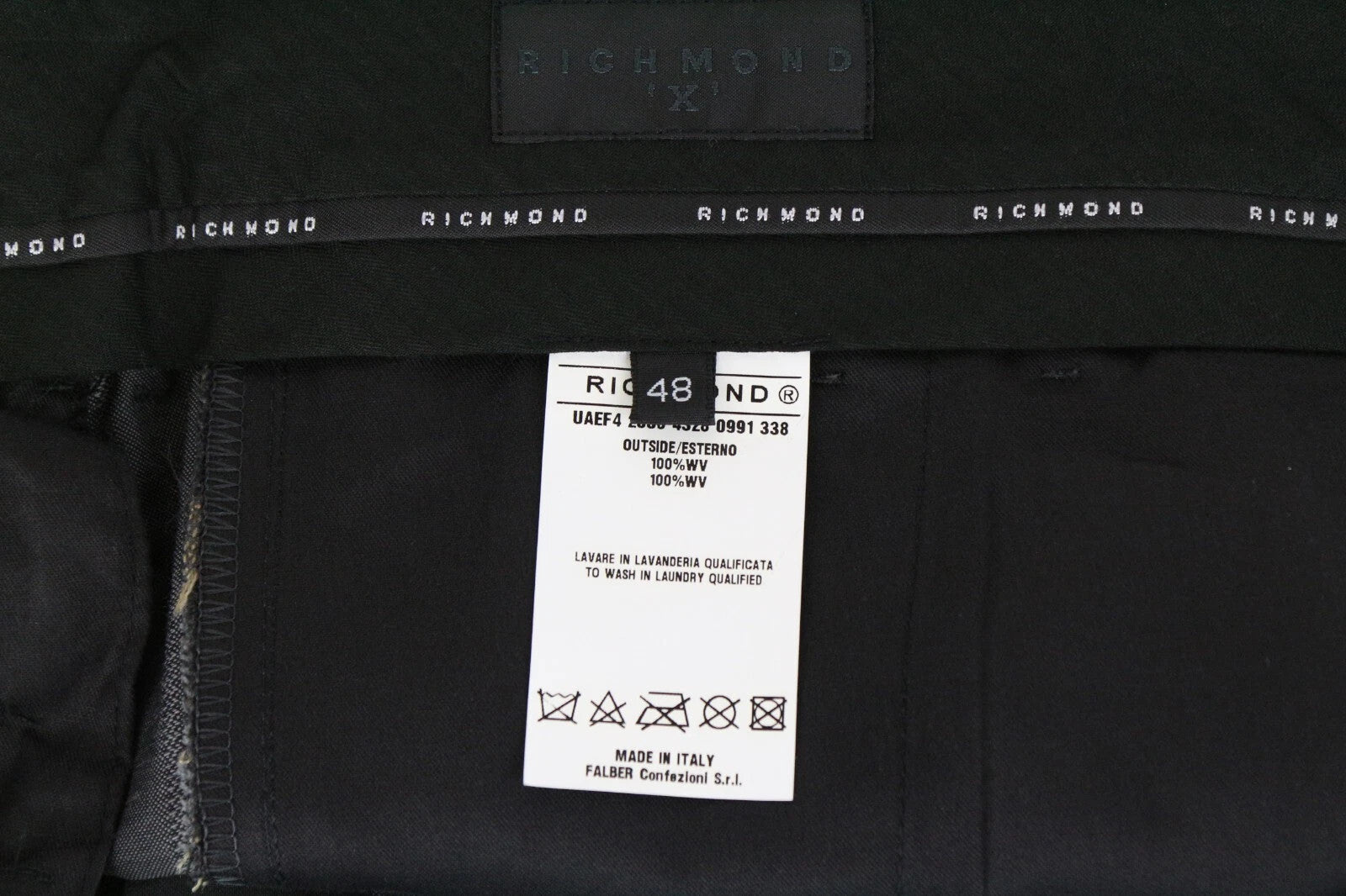 RICHMOND  Men Trousers 48 Grey Pure Wool Striped Pleated Slit Pocket Formal