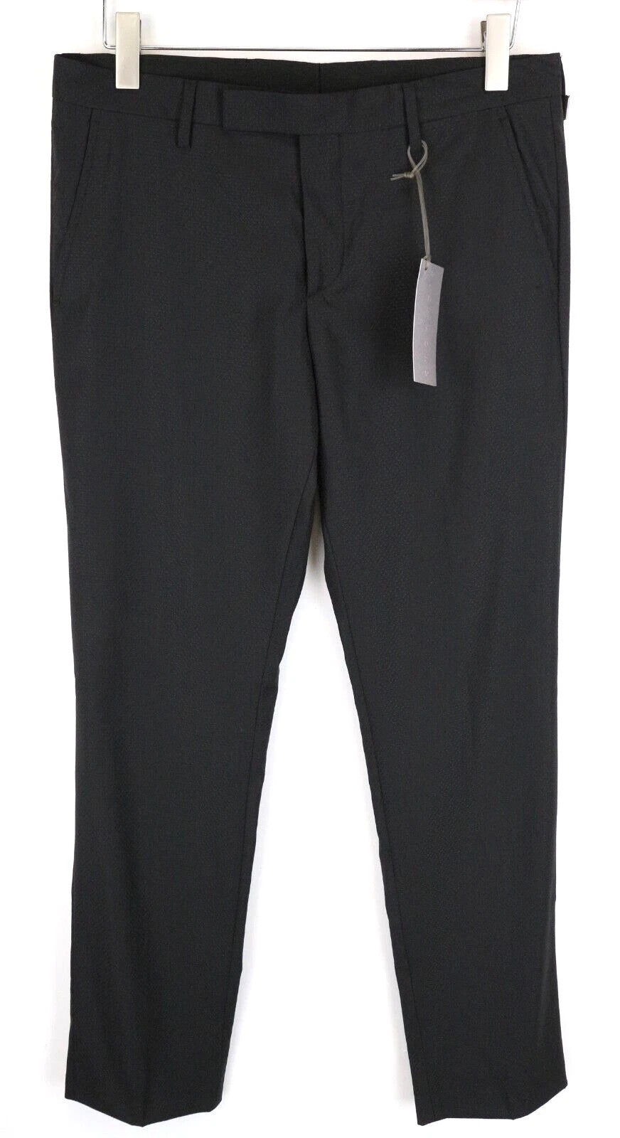 RICHMOND  Men Trousers 48 Black Wool Blend Dot Pattern Pleated Classic