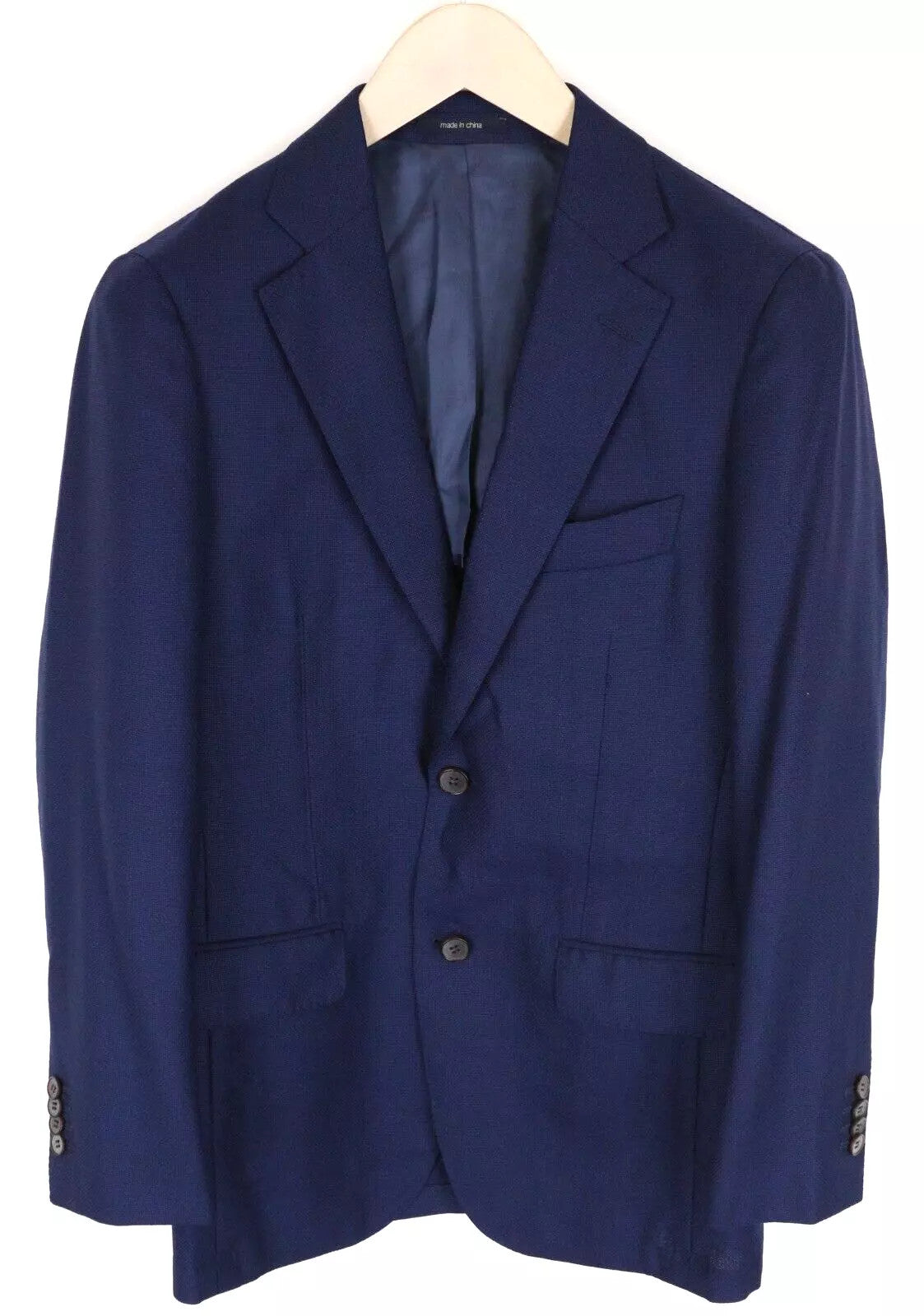 SUITSUPPLY Havana Flap Men Blazer UK34R Blue Wool Single-Breasted Notch Lapel