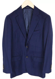 SUITSUPPLY Havana Flap Men Blazer UK34R Blue Wool Single-Breasted Notch Lapel