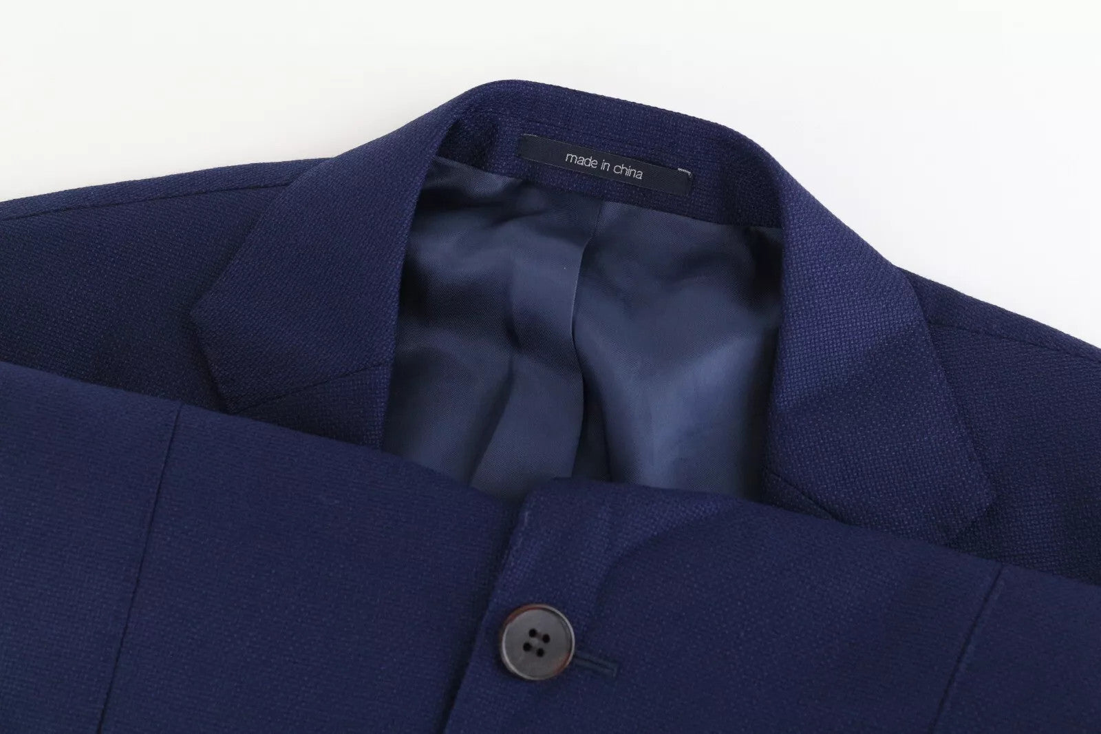 SUITSUPPLY Havana Flap Men Blazer UK34R Blue Wool Single-Breasted Notch Lapel