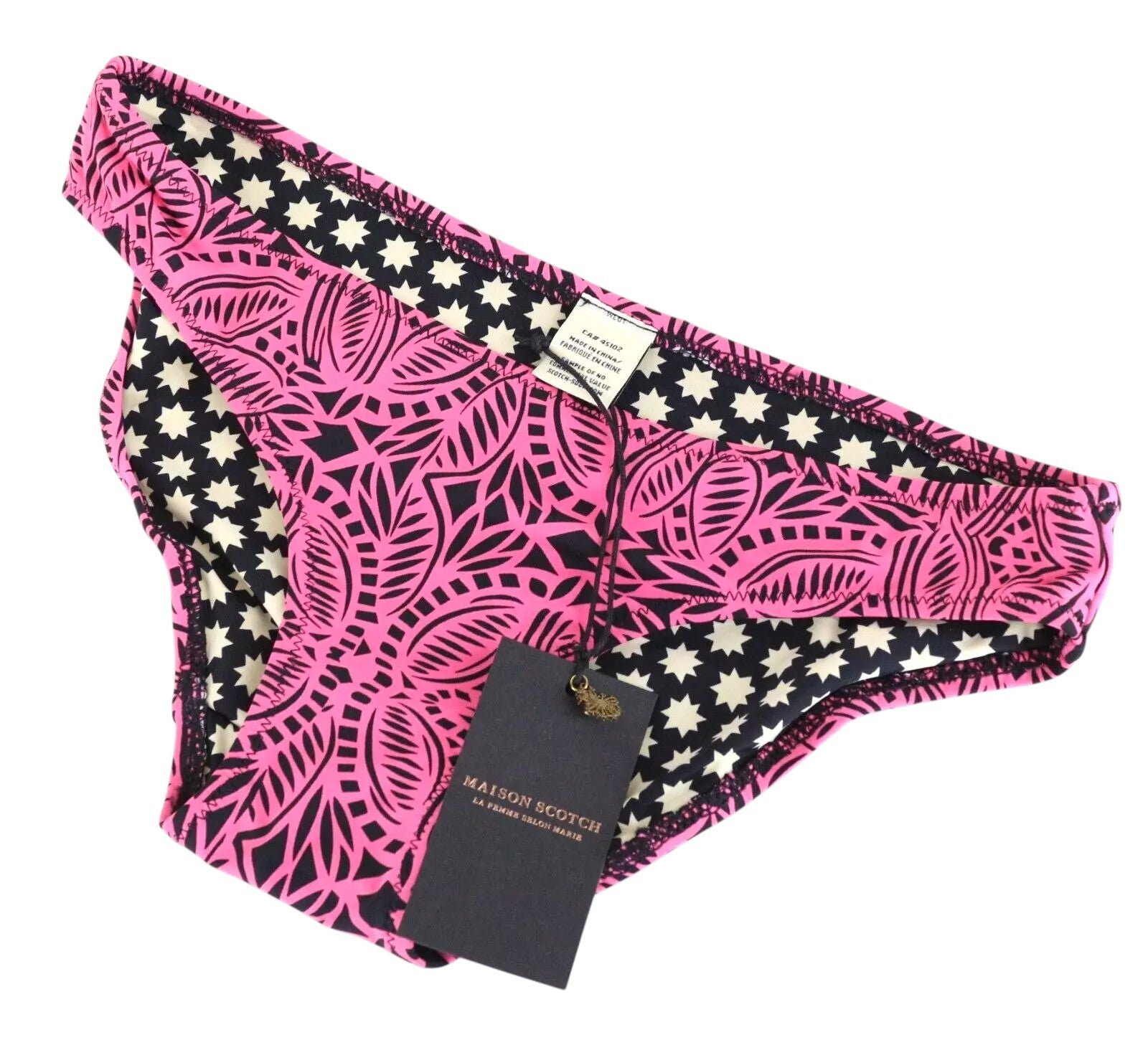 MAISON SCOTCH Women Swimwear ~XS Pink Patterned Beach Pool Summer Bikini Bottom