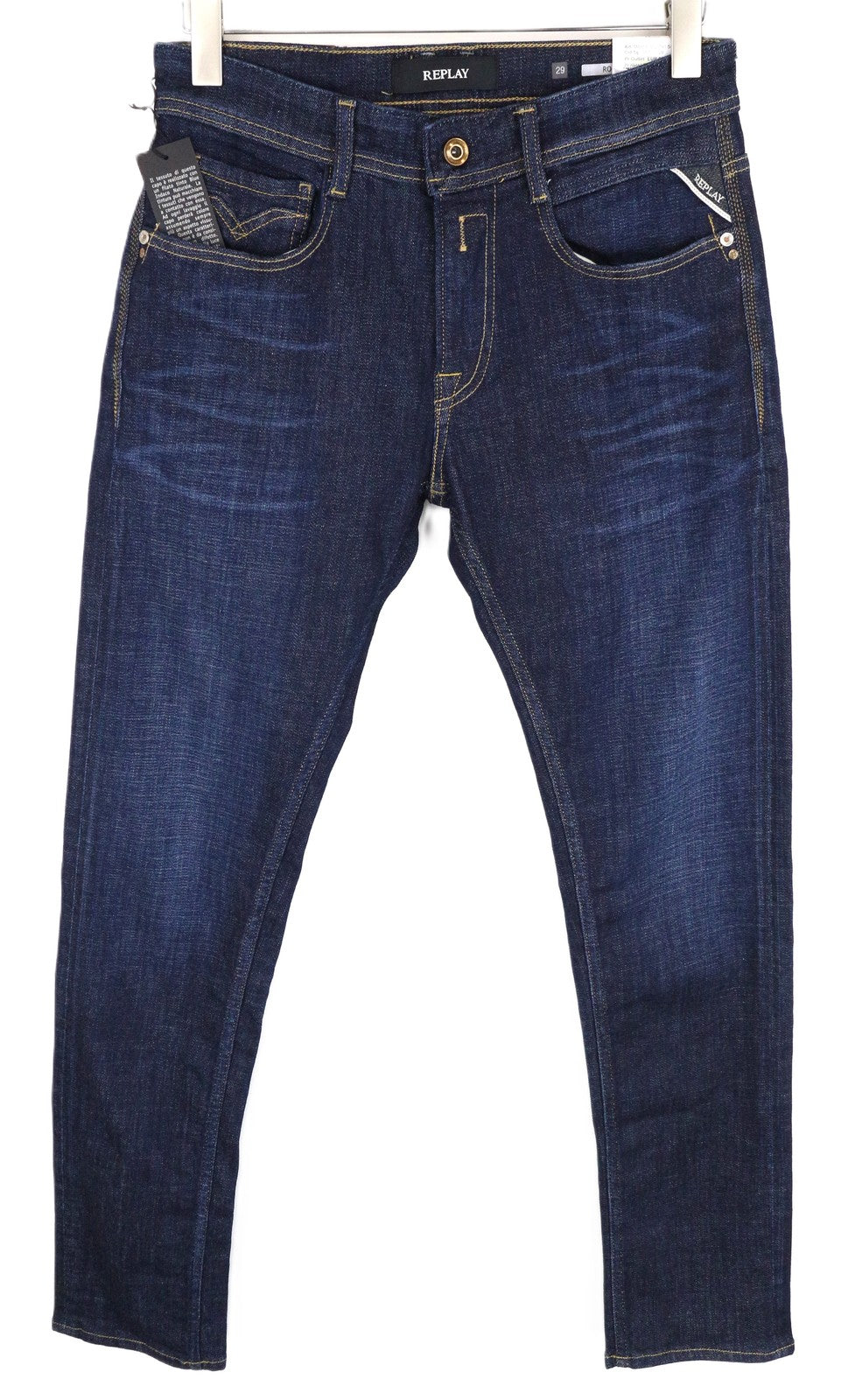 REPLAY Rob Men Jeans W29/L32 Blue Cotton Stretch Straight Taper Fit Denim