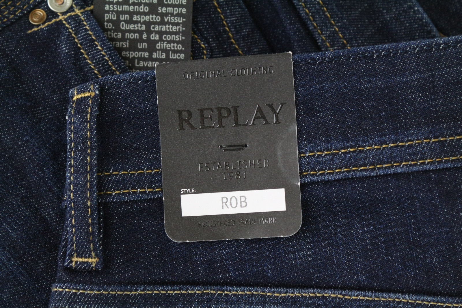 REPLAY Rob Men Jeans W29/L32 Blue Cotton Stretch Straight Taper Fit Denim