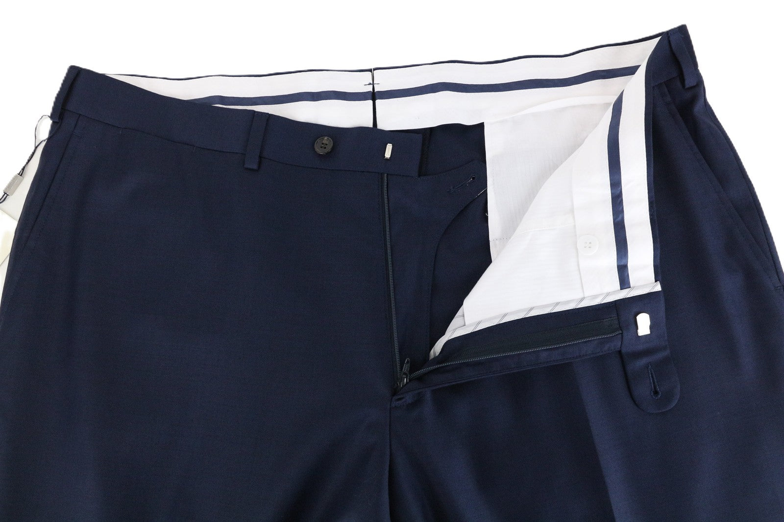 SUITSUPPLY Brescia Men Trousers UK44S Pleated Front Classic Blue Pure Wool