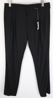RICHMOND  Men Trousers 48 Pleated Front Classic Formal Black Pure Wool
