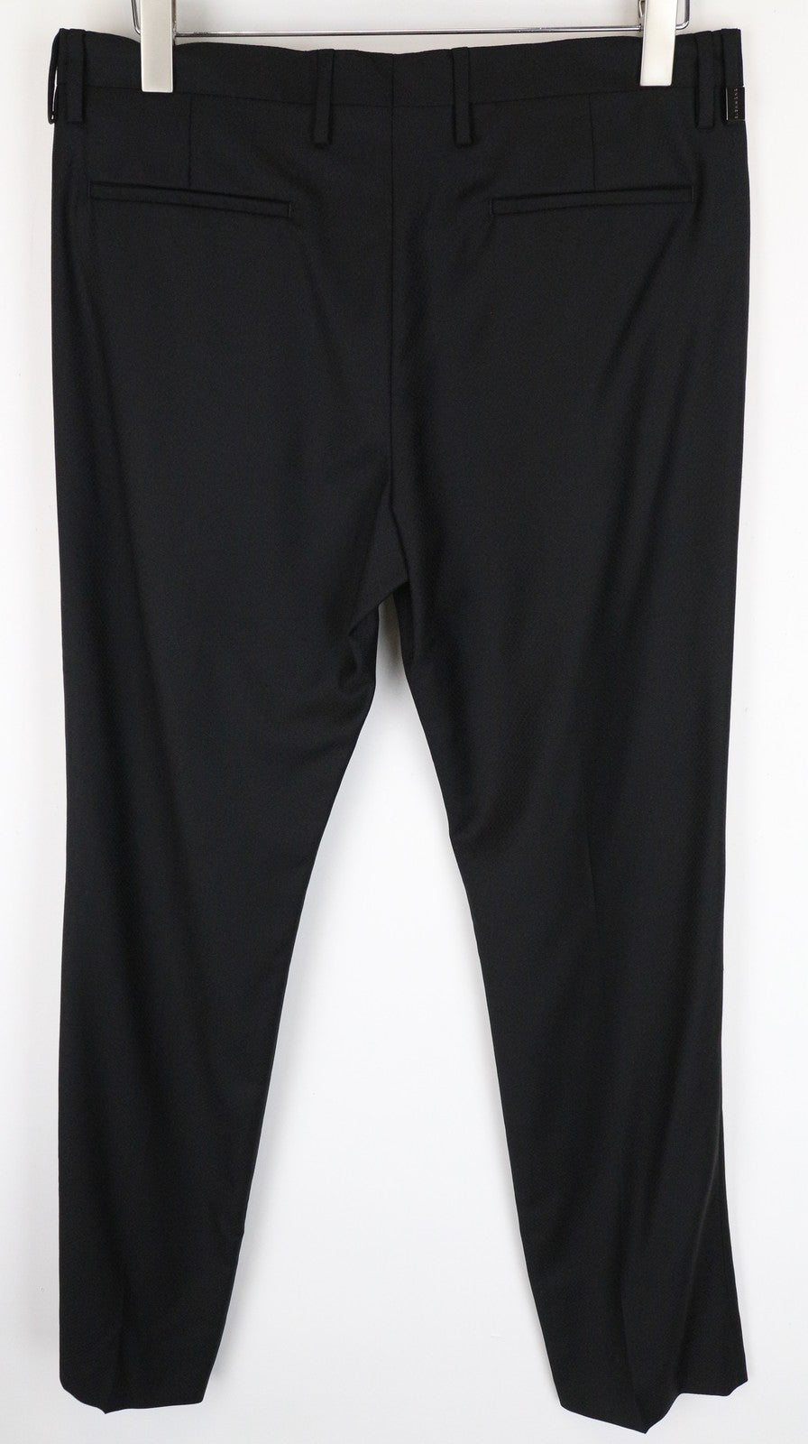 RICHMOND  Men Trousers 48 Pleated Front Classic Formal Black Pure Wool