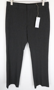 RICHMOND  Men Trousers 48 Striped Formal Pleated Front Slit Pocket Dark Grey