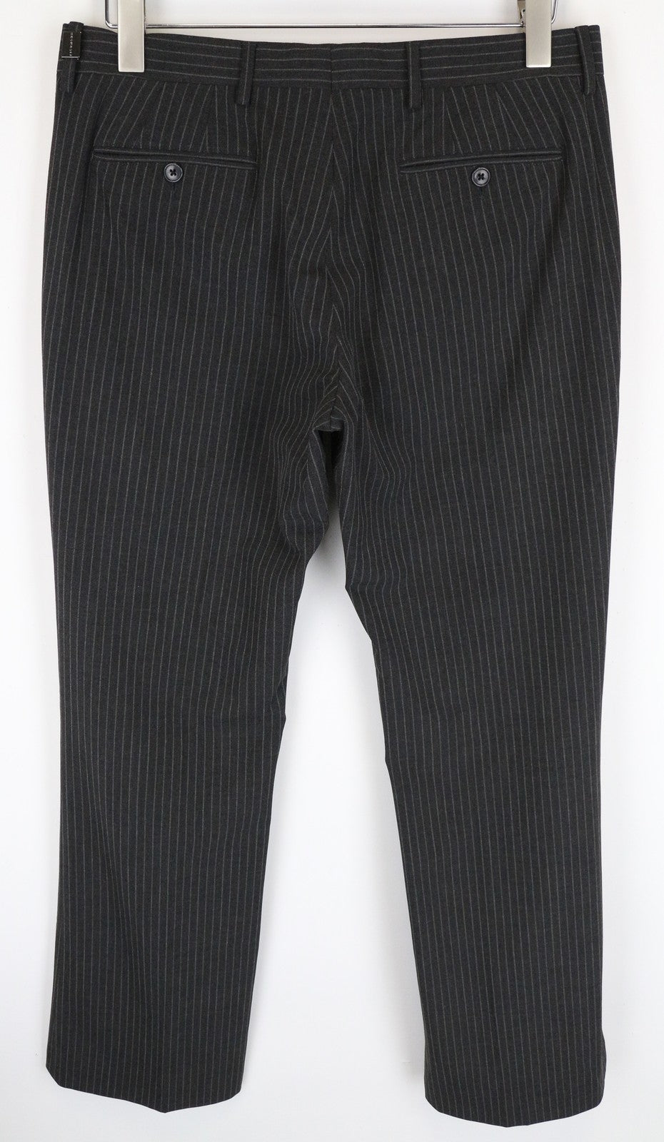RICHMOND  Men Trousers 48 Striped Formal Pleated Front Slit Pocket Dark Grey