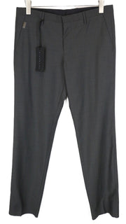 JOHN RICHMOND Men Trousers 48 Pleated Striped Classic Grey Wool Mohair