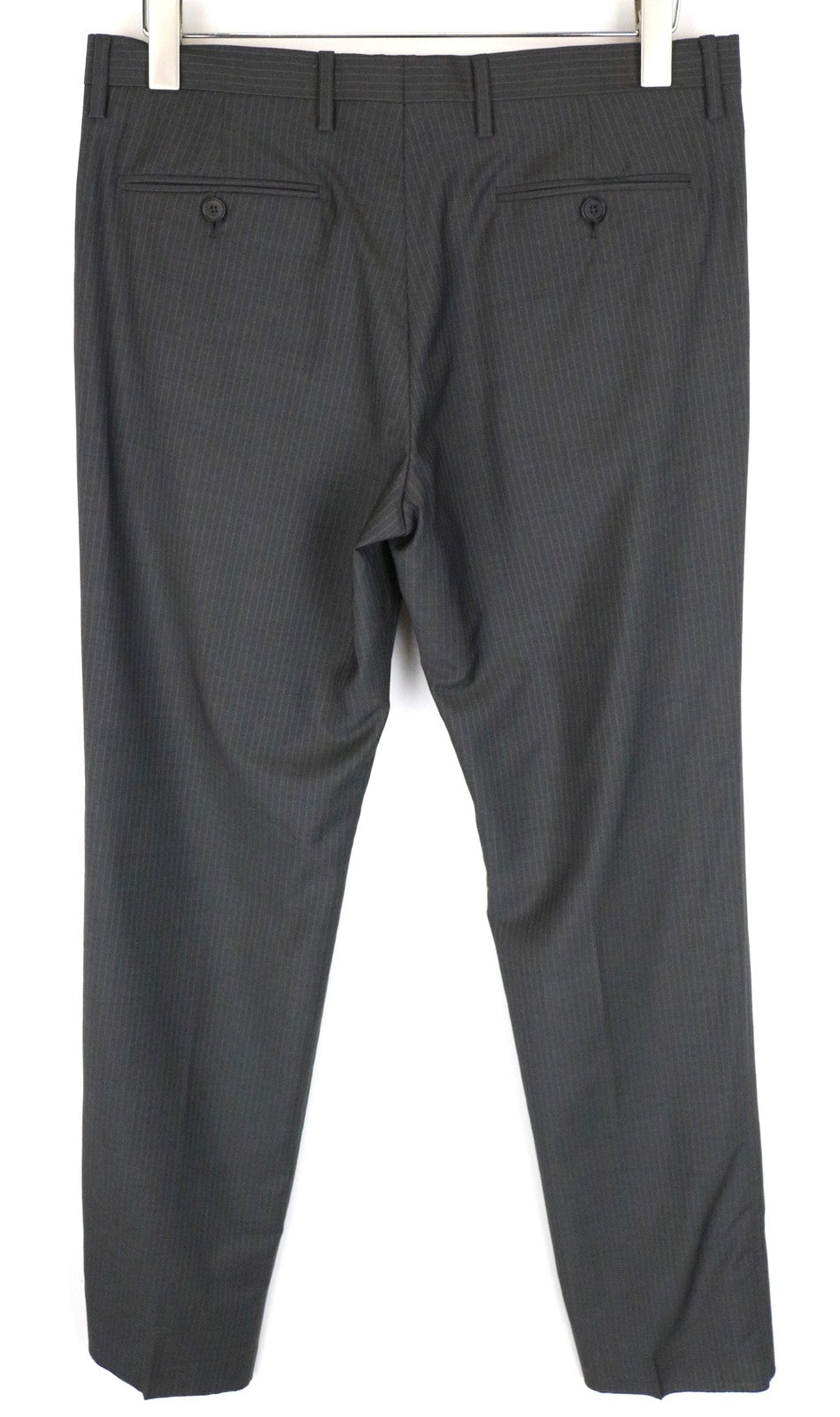 JOHN RICHMOND Men Trousers 48 Pleated Striped Classic Grey Wool Mohair