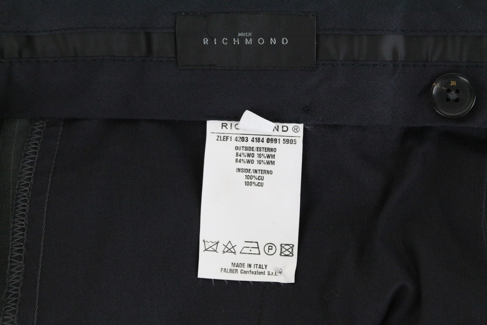 JOHN RICHMOND Men Trousers 48 Pleated Striped Classic Grey Wool Mohair