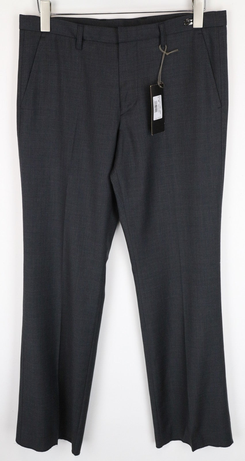 RICHMOND  Men Trousers 48 Grey Pleat Front Classic Formal Wool Blend