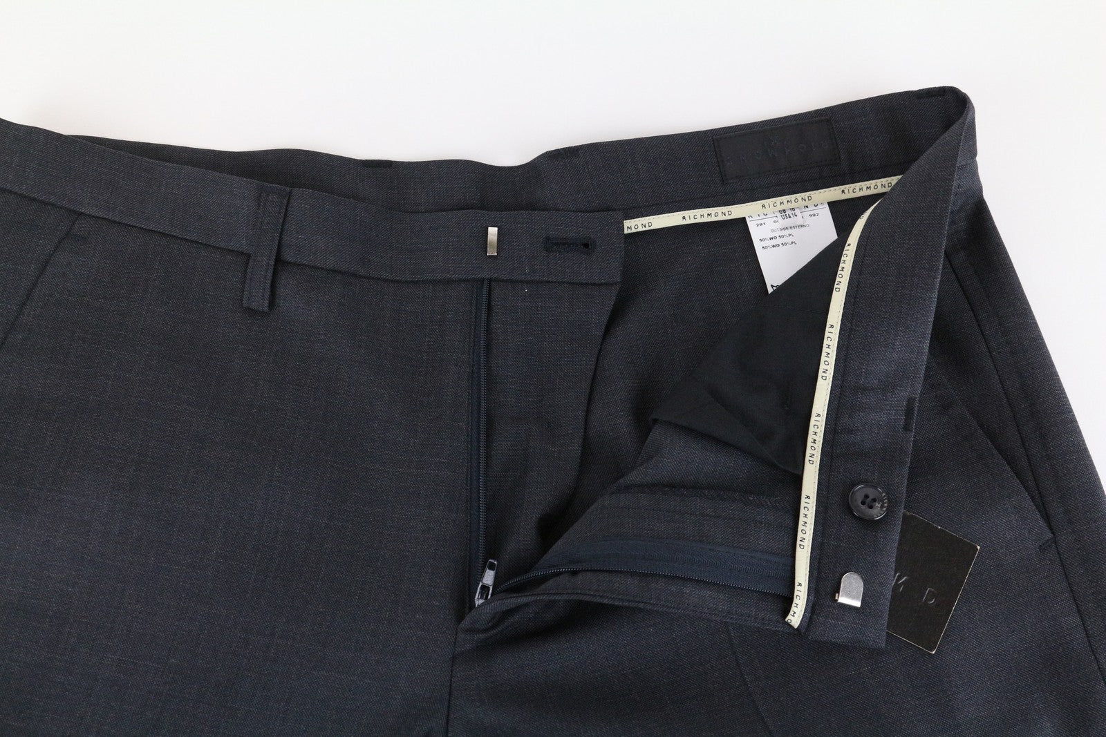 RICHMOND  Men Trousers 48 Grey Pleat Front Classic Formal Wool Blend
