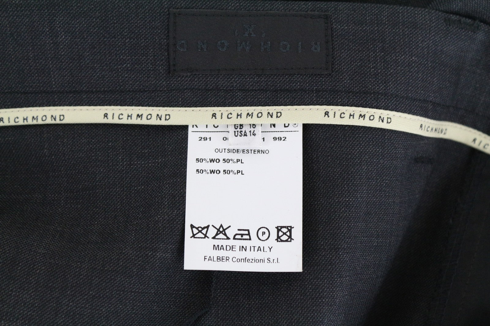 RICHMOND  Men Trousers 48 Grey Pleat Front Classic Formal Wool Blend