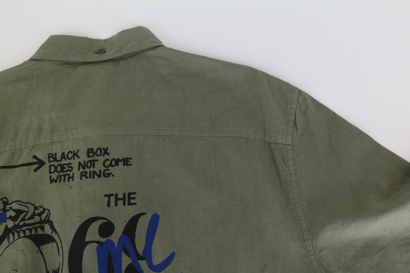 RICHMOND  Men Shirt 2XL Green Cotton Linen Short Sleeved Back Logo Button-Up