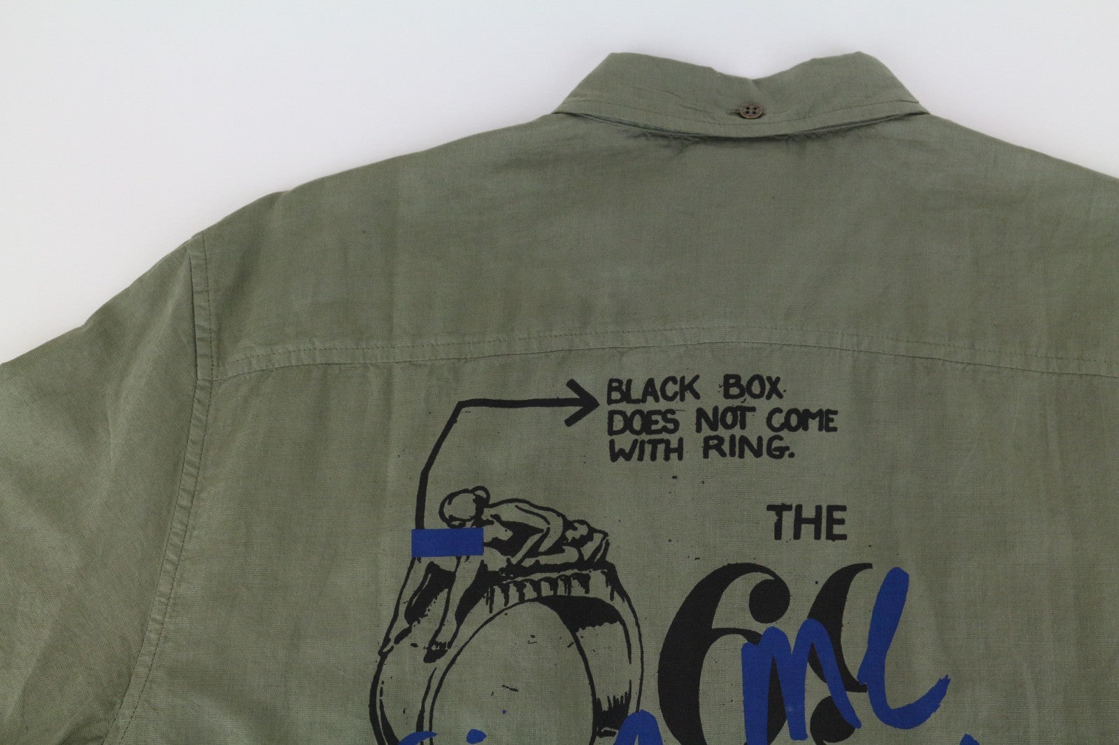 RICHMOND  Men Shirt 2XL Green Cotton Linen Short Sleeved Back Logo Button-Up