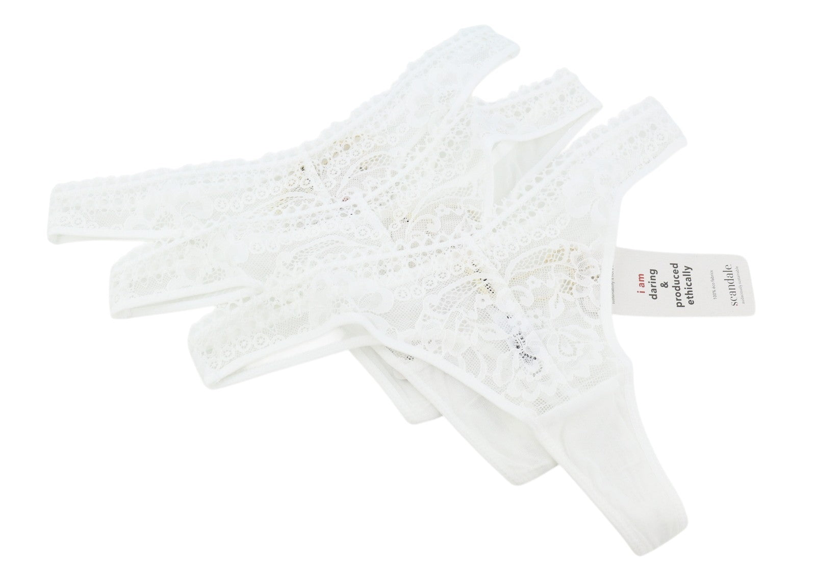 SCANDALE Le String Sensual-Undyed Women Panties M White Delicate Lace 3-Pack