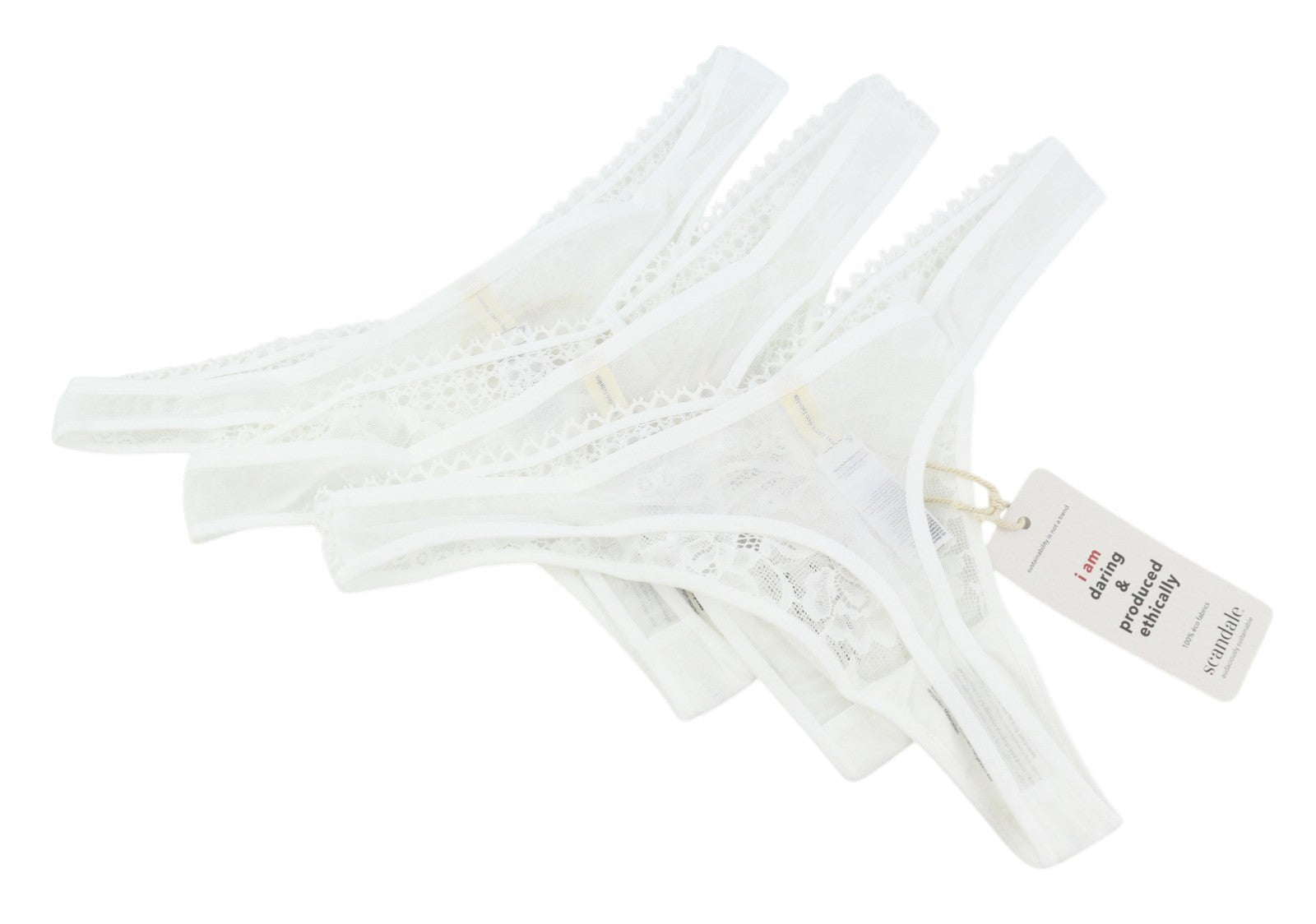 SCANDALE Le String Sensual-Undyed Women Panties M White Delicate Lace 3-Pack