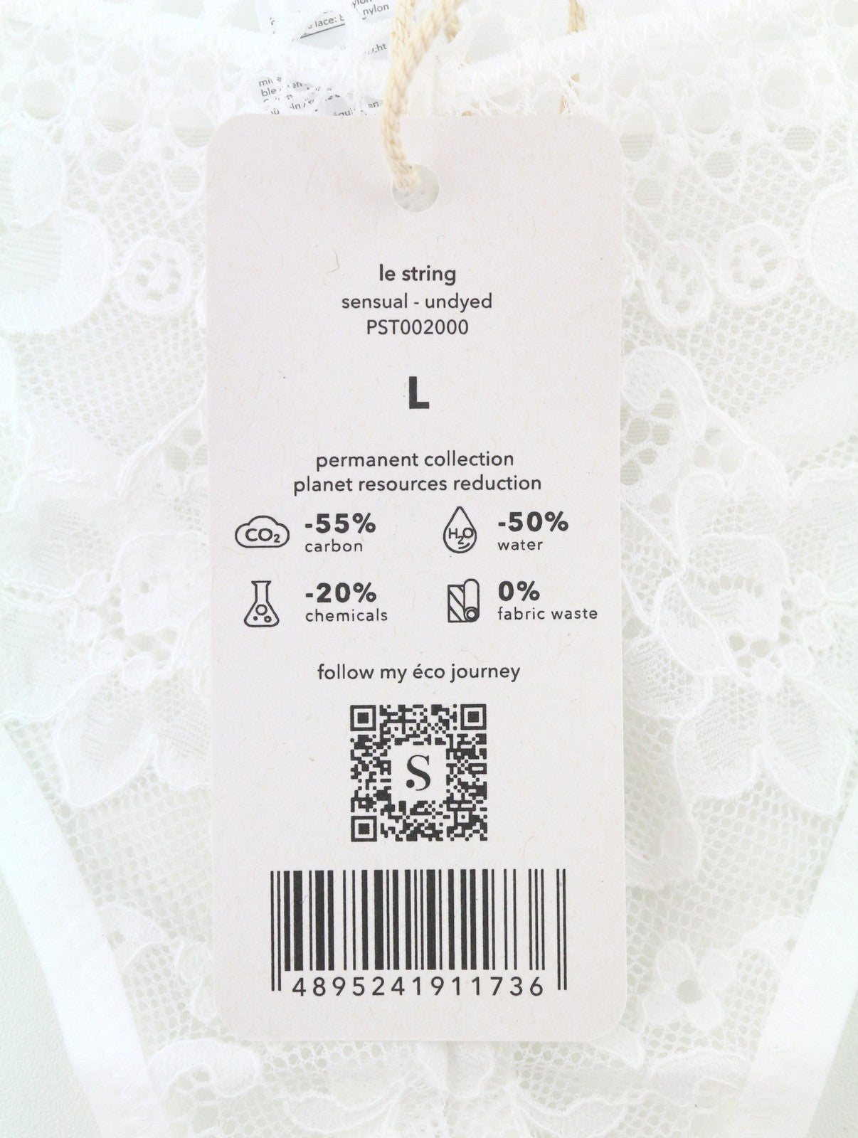 SCANDALE Le String Sensual-Undyed Women Panties L White Delicate Lace Insert