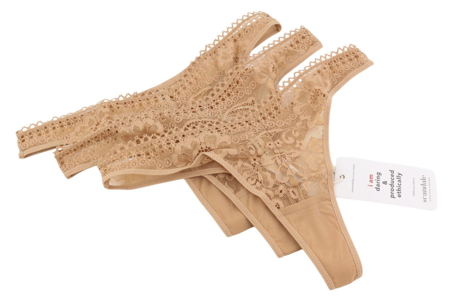 SCANDALE Le String Sensual-Nude T17 Women Panties M Delicate Lace Insert 3-Pack
