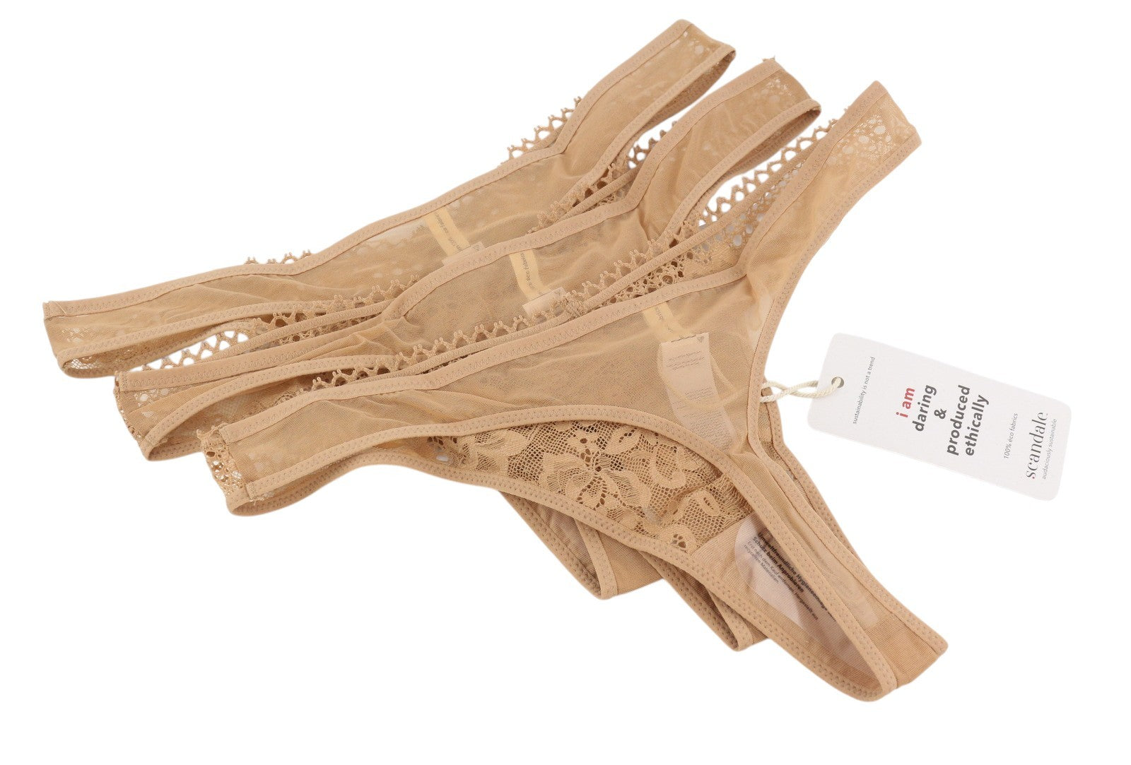 SCANDALE Le String Sensual-Nude T17 Women Panties M Delicate Lace Insert 3-Pack