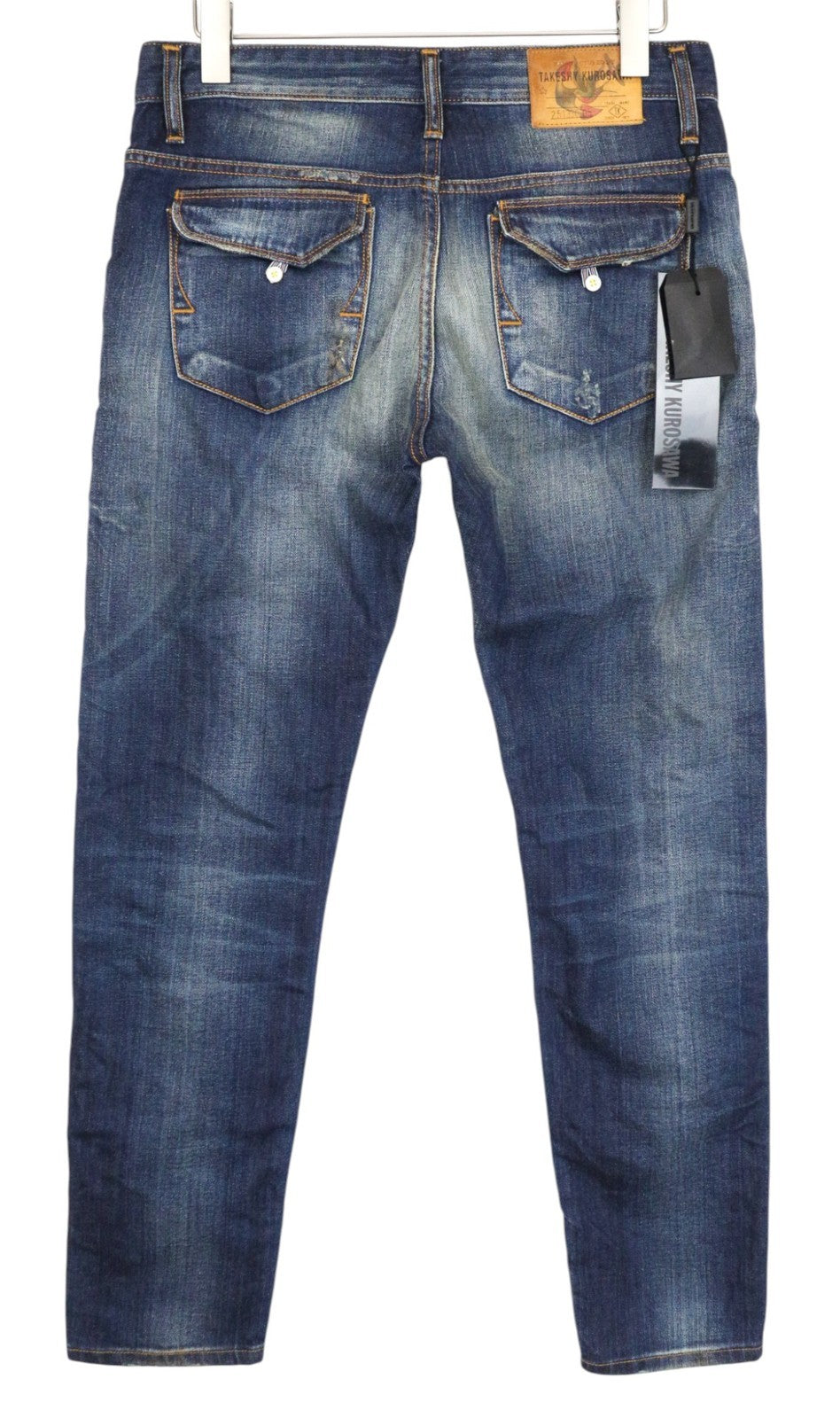 TAKESHY KUROSAWA TK08 Bart Patt Men's Jeans W32 Blue Slim Distressed Non-Stretch