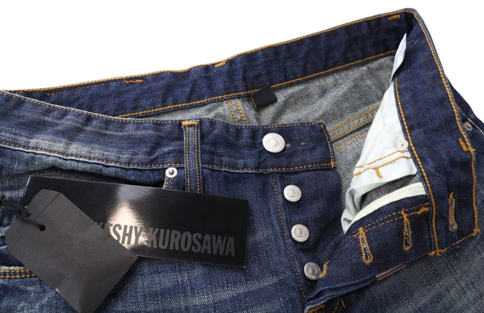 TAKESHY KUROSAWA TK08 Bart Patt Men's Jeans W32 Blue Slim Distressed Non-Stretch