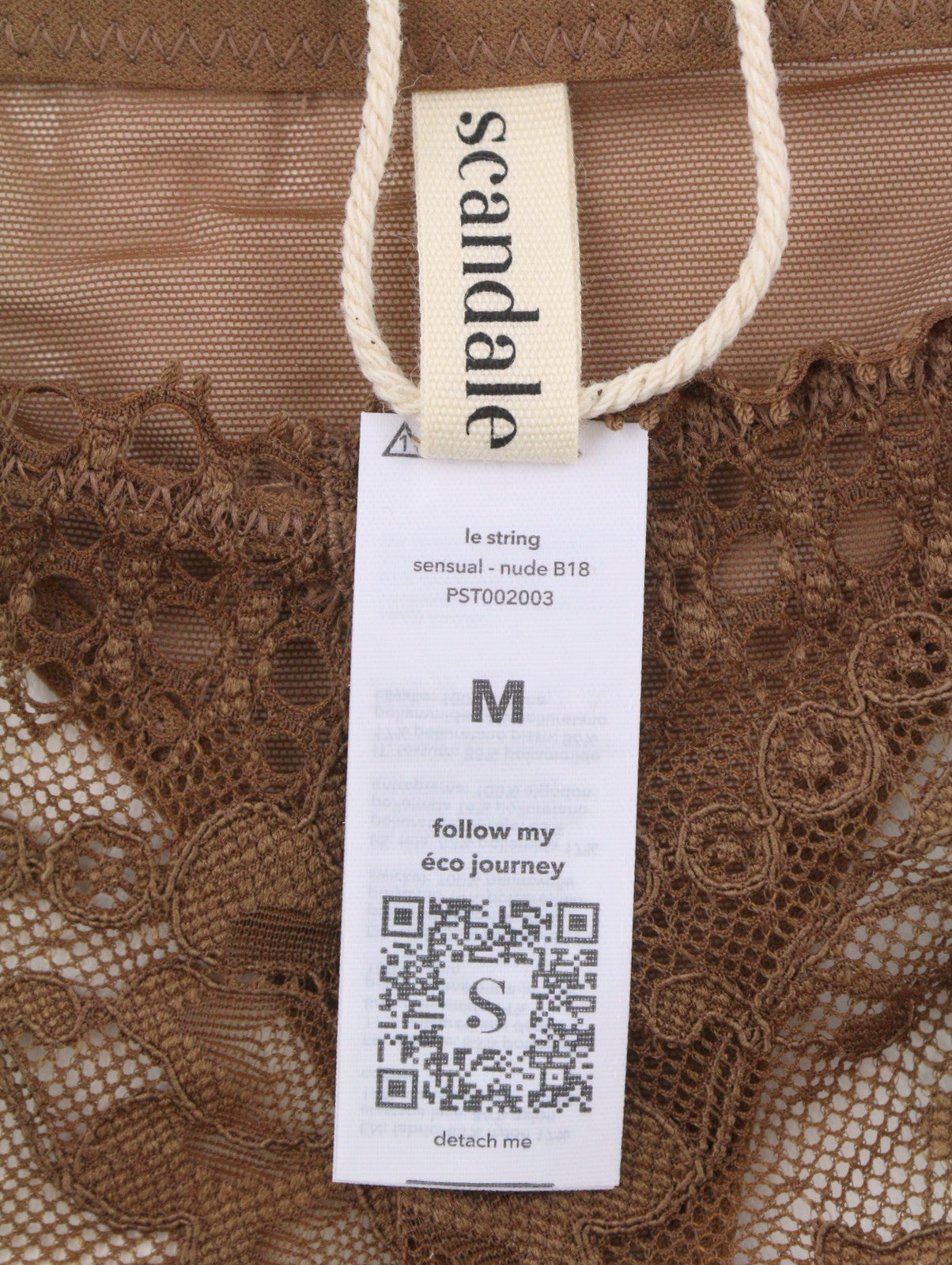 SCANDALE Le String Sensual-Nude B18 Women Panties M Brown Sheer Back 2-Pack
