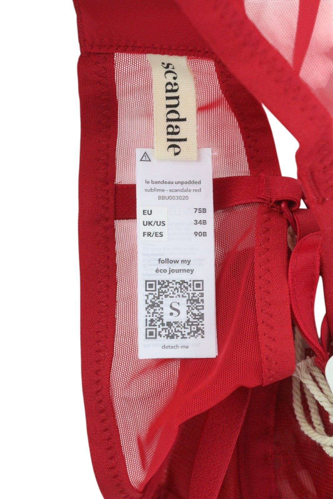 SCANDALE Le Bandeau Unpadded Sublime-Red Women Bra 75B Guipure Laces
