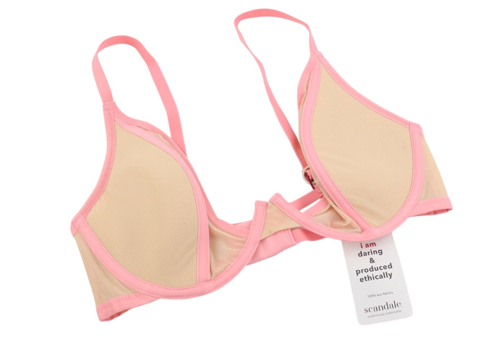SCANDALE Le Plunge Side Spacer Sleek-Nude A14 Women Bra 85C Beige Mesh Details