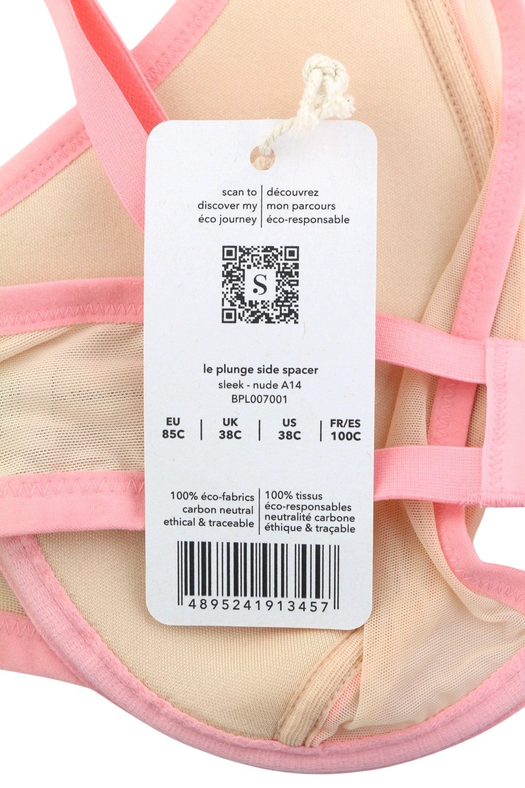 SCANDALE Le Plunge Side Spacer Sleek-Nude A14 Women Bra 85C Beige Mesh Details