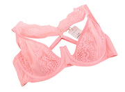 SCANDALE Le Balconnet Base Fit Sublime-Coral Women Bra 80B Sheer Laces V-Shaped