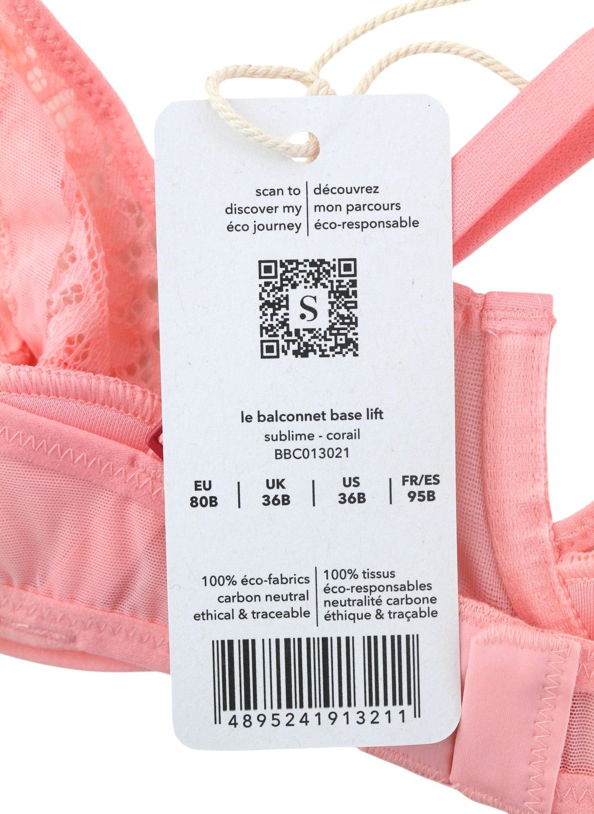 SCANDALE Le Balconnet Base Fit Sublime-Coral Women Bra 80B Sheer Laces V-Shaped