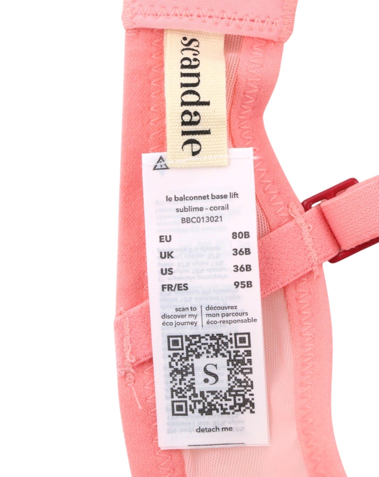 SCANDALE Le Balconnet Base Fit Sublime-Coral Women Bra 80B Sheer Laces V-Shaped