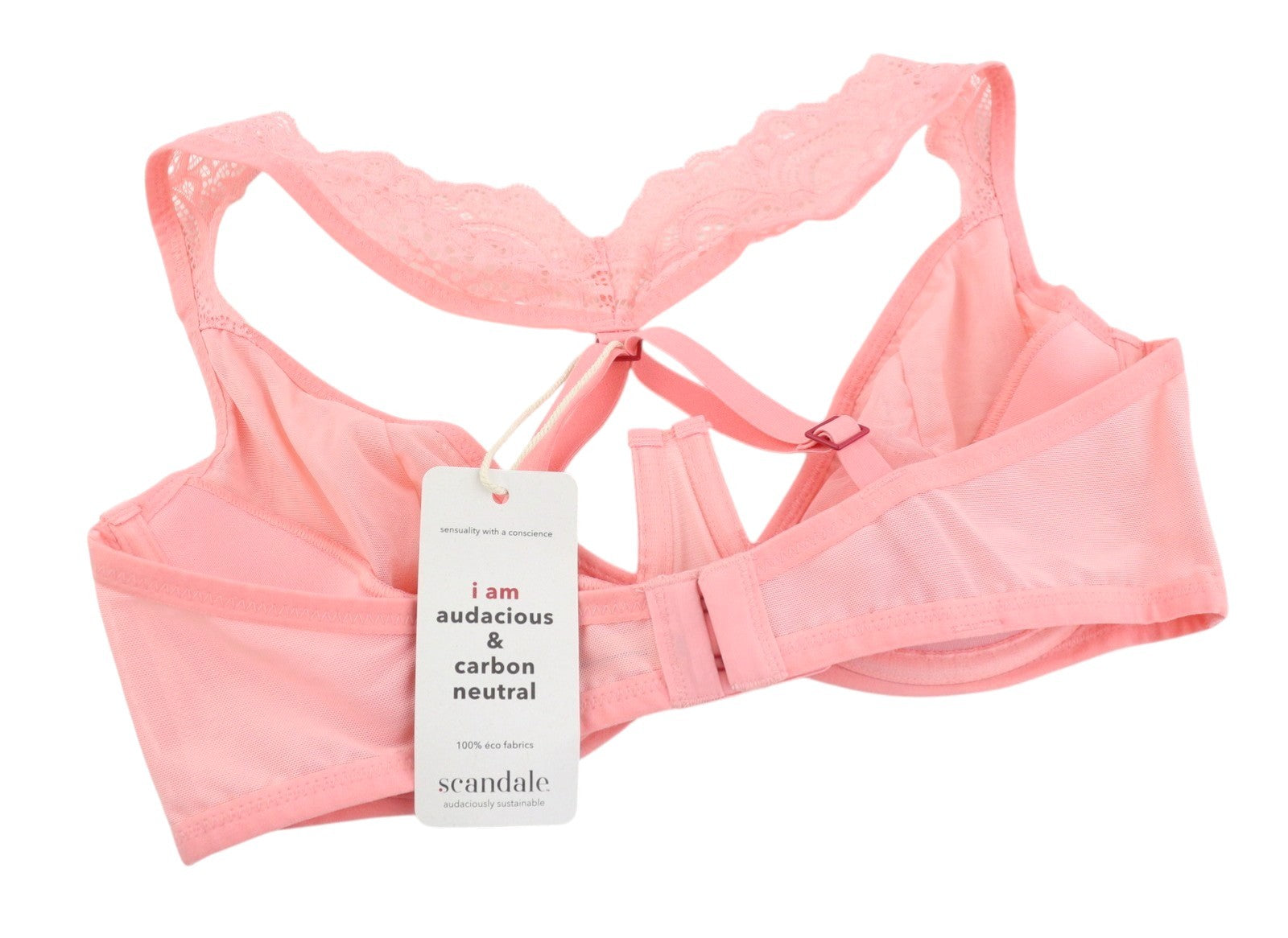 SCANDALE Le Balconnet Base Fit Sublime-Coral Women Bra 80A Sheer Laces V-Shaped