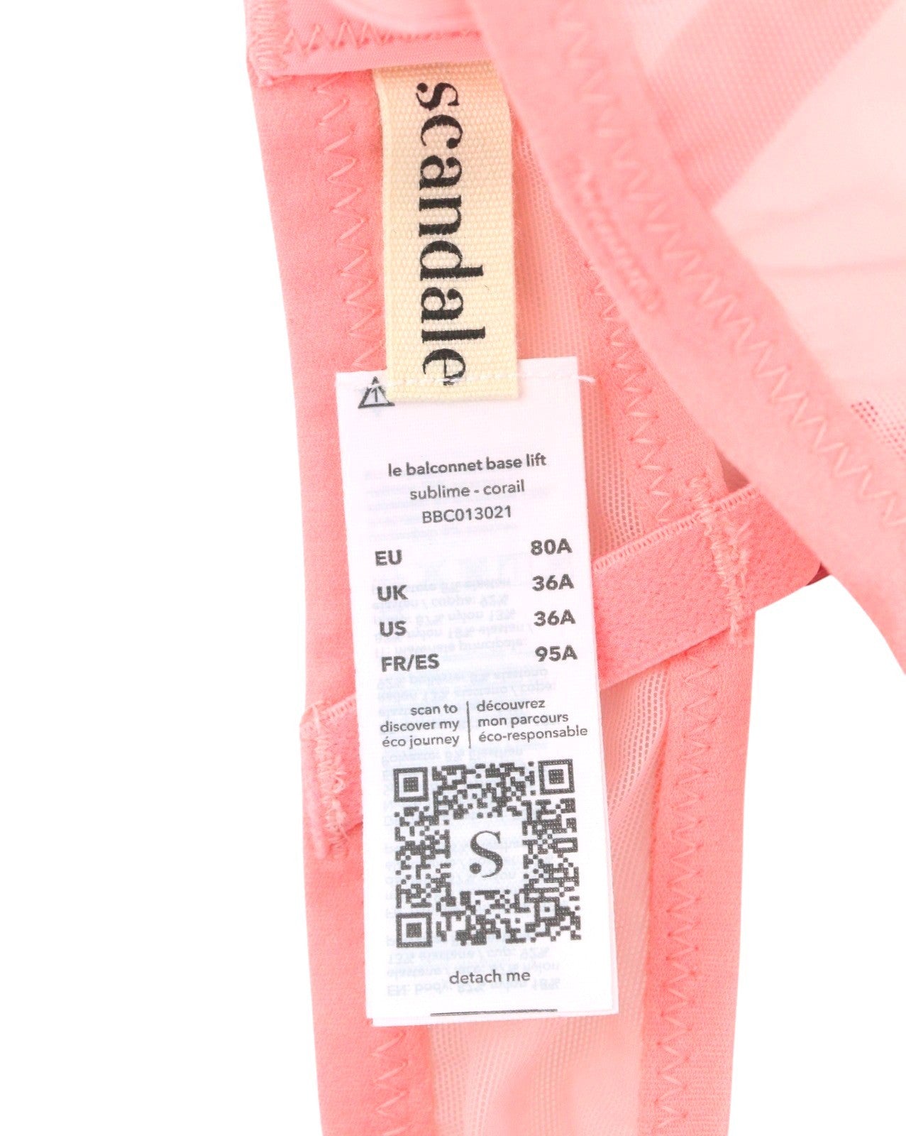 SCANDALE Le Balconnet Base Fit Sublime-Coral Women Bra 80A Sheer Laces V-Shaped