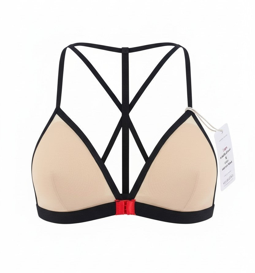 SCANDALE Le Triangle Back Detail Sleek-Nude A14 Women Bra L Front Clip +3 Pads
